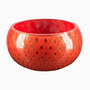 Cuenco Mocenigo de cristal de Murano rojo y dorado de Marco Segantin para VGnewtrend