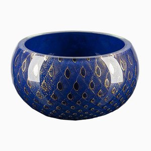 Gold & Blue Italian Murano Glass Mocenigo Bowl by Marco Segantin for VGnewtrend