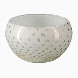 Gold & White Italian Murano Glass Mocenigo Bowl by Marco Segantin for VGnewtrend