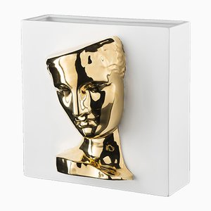 White Ceramic & Gold Psyche of Capua Vase by Marco Segantin for VGnewtrend