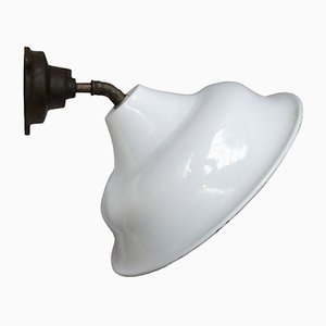 Lámpara de pared industrial vintage esmaltada en blanco