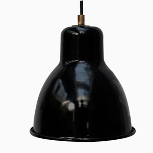 Lámpara colgante industrial vintage pequeña esmaltada en negro