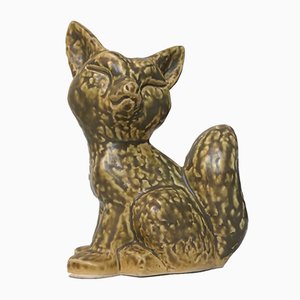 Statuetta Volpe in ceramica smaltata di Kaare Berven Fjeldsaa, anni '60