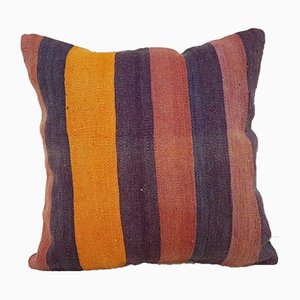Handwoven Orange Kilim Rug Pillow Cover
