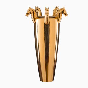 Italian Gold Ceramic Horse Vase by Marco Segantin for VGnewtrend
