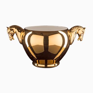 Petit Vase Cheval en Céramique Dorée par Marco Segantin pour VGnewtrend, Italie