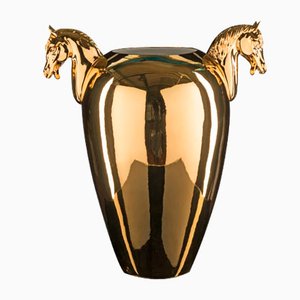 Grand Vase Cheval en Céramique Dorée par Marco Segantin pour VGnewtrend