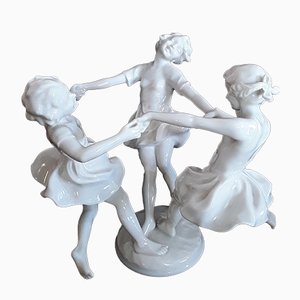Figura de baile de primavera Art Déco de porcelana de Karl Tutter para Hutschenreuther