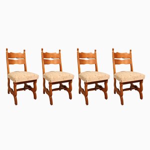 European Rustic Dining Chairs, 1950s, Set of 4