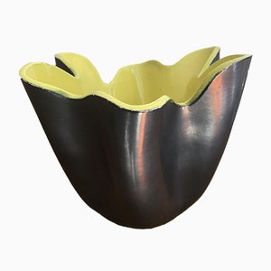 Black & Yellow Ceramic Bowl by Elchinger, 1950s