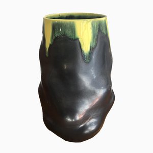 Schwarz-gelbe Vase von Luneville, 1950er
