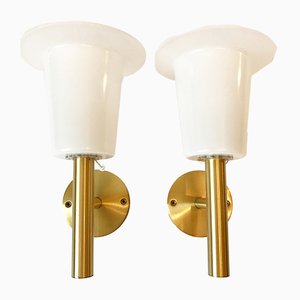 Brass Wall Lamps by Uno & Östen Kristiansson for Luxus, 1960s, Set of 2