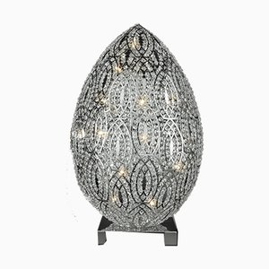Lampada da tavolo a forma di uovo in acciaio e cristallo di Giorgio Tesi per VGnewtrend