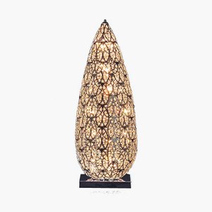 Petite Lampe de Bureau Flame Arabesque en Acier et Cristal de VGnewtrend