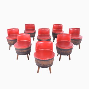 Chaises de Bar Tonneau Vintage, 1960s, Set de 8