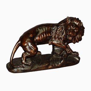 Sculpture de Lion en Terracotta par A. Joliveaux, 19ème Siècle