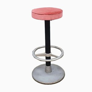 Tabouret de Bar Industriel Vintage en Velours Rose