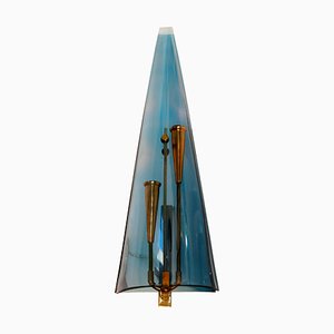 Blue Acrylic Glass Wall Lamp, 1950s