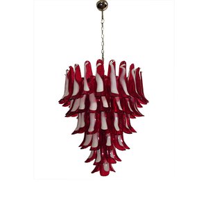 Lampadario in vetro di Murano rosso, 1983