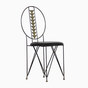 Industrial Metal and Brass Dining Chairs by Frank Lloyd Wright for Cassina, 1970s, Set of 6