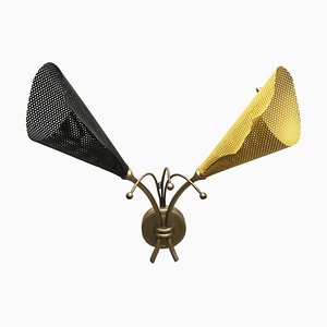 Perforated Iron & Brass Sconce, 1950s