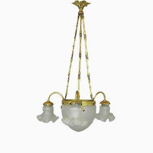 French Three Arm Ceiling Light, 1930s