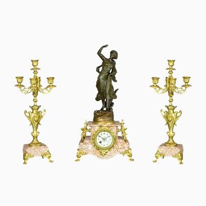 Horloges Poésie Art Nouveau de Japy Frères, France, 1878, Set de 3