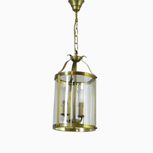 Vintage French Brass Twin Light Hall Lantern, 1930s