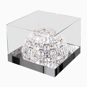 Glas Couchtisch mit arabesken Stahl & Kristallglas Lampen von VGnewtrend