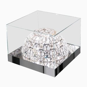 Glass Roma Coffee Table with Arabesque Steel & Crystal Lamps from VGnewtrend