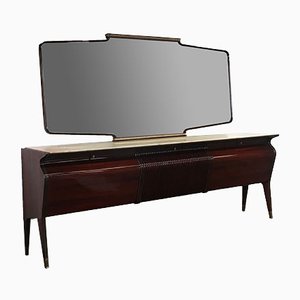 Mid-Century Italian Mahogany, Rosewood & Onyx Sideboard with Mirror by Osvaldo Borsani for Turri