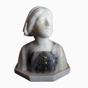 Antique Alabaster Bust by Alphonse Henri Nelson