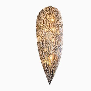 Große silberne Arabesque Hängelampe aus Stahl & Kristallglas von VGnewtrend