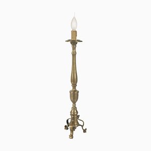 Antique Gilt Brass Lamp Holder Candelabrum, 1700s
