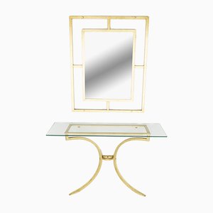 Vintage Console Table & Mirror by Robert Thibier, 1960s, Set of 2