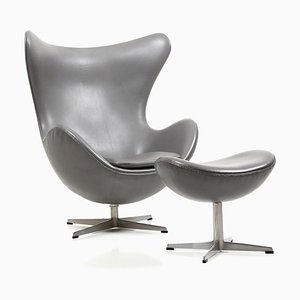 Set of Reclining Egg Chair & Ottoman Set by Arne Jacobsen for Fritz Hansen, 1971