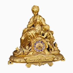 French Golden Decorative Clock, 1930s