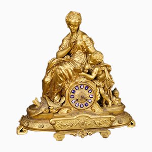 French Golden Decorative Clock, 1930s