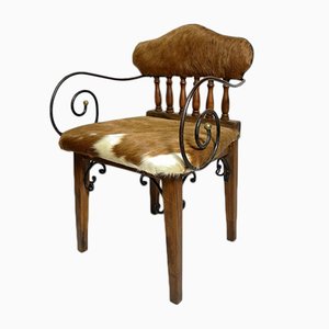 Fauteuil Vintage en Cuir de Vache