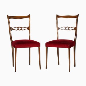 Chaises d'Appoint Mid-Century en Noyer Laqué par Melchiorre Bega, Set de 2