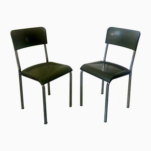 Set of Green Desk Chairs by Rene Herbst, 1940s