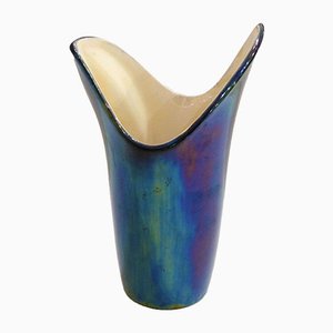 Vaso smaltato iridescente di Verceram France, anni '50