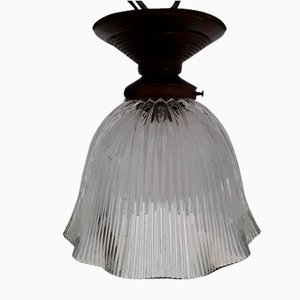 Small Art Nouveau German Glass Ceiling Lamp