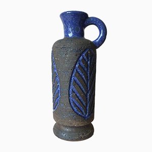 Schwedische Mid-Century Vase aus blauem Steingut von Laholm