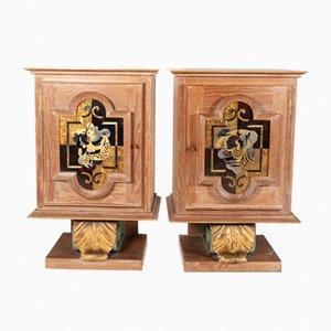 Limed Oak Bedside Cabinets, 1940s, Set of 2