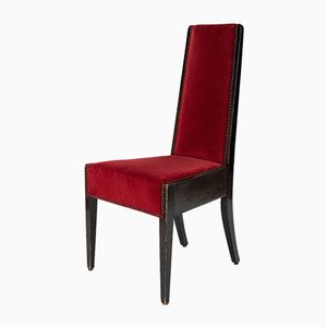 Black Wood & Red Velvet Dining Chair by Gustav Goerke, 1930s