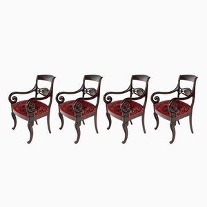 Royal Red Armchairs, 1880s, Set of 4