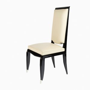 Black & White Highback Dining Chairs with Metal, 1930s, Set of 6