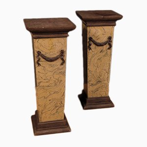 Italian Lacquered and Painted Columns, 1960s, Set of 2