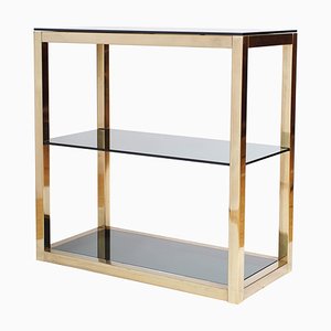 Hollywood Regency Brass and Smoked Glass Etagere by Renato Zevi, 1970s